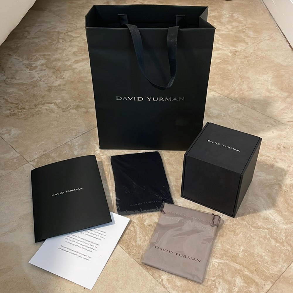 David Yurman gift bag, box, cloth, and pouch